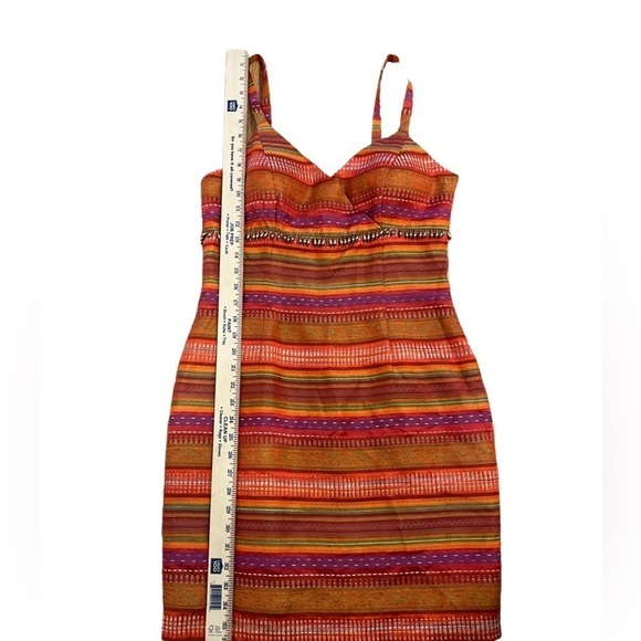 Peruvian Textile Women’s Stripy Multi Colored Woven Knit Sweetheart Dress - Picture 8 of 10